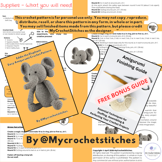 🐘Eddie the Elephant - Crochet Pattern