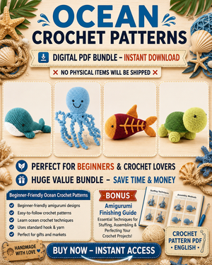 Easy Ocean Amigurumi Crochet Pattern Bundle