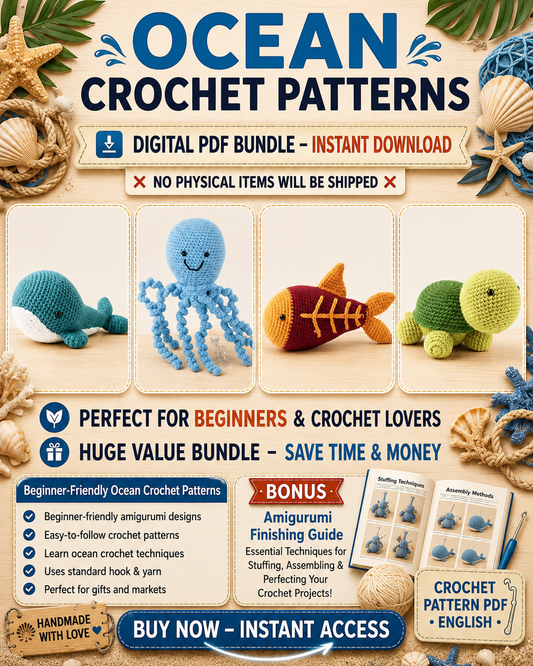 Easy Ocean Amigurumi Crochet Pattern Bundle