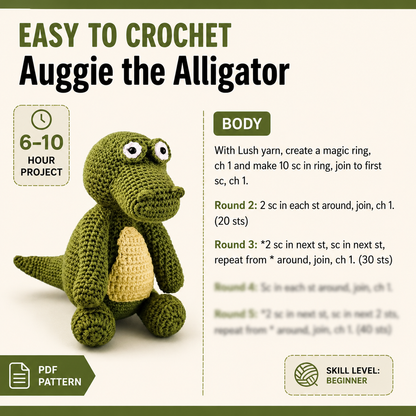🐊Auggie the Alligator - Crochet Pattern
