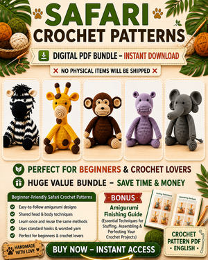 Easy Safari Animals Amigurumi Crochet Pattern Bundle