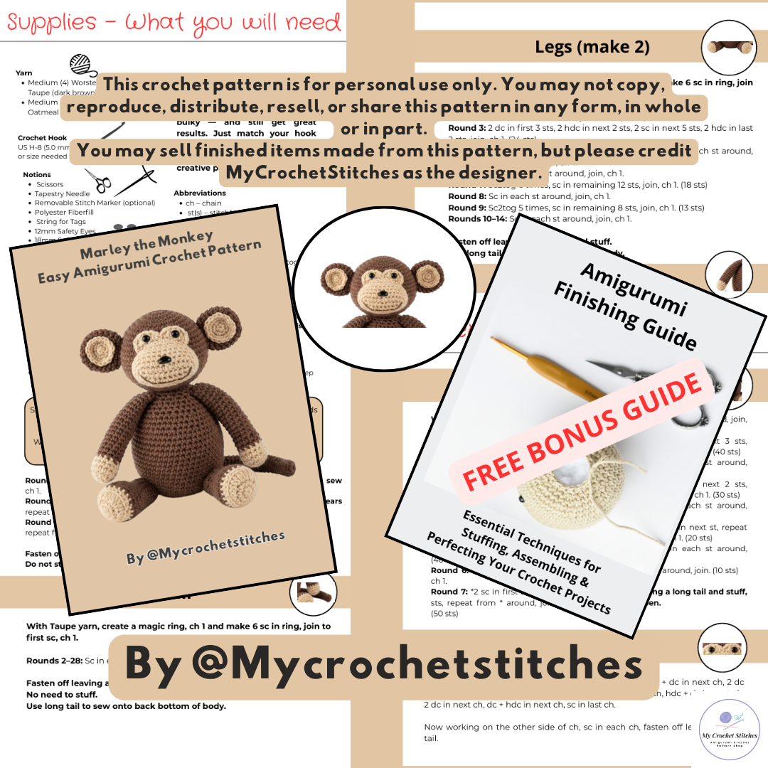 🐵Marley the Monkey - Crochet Pattern