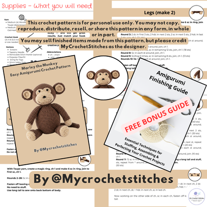 🐵Marley the Monkey - Crochet Pattern