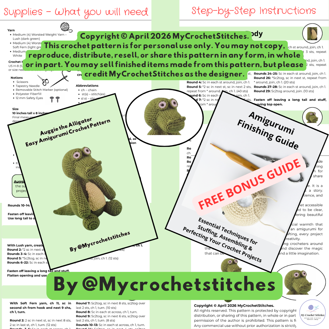 🐊Auggie the Alligator - Crochet Pattern