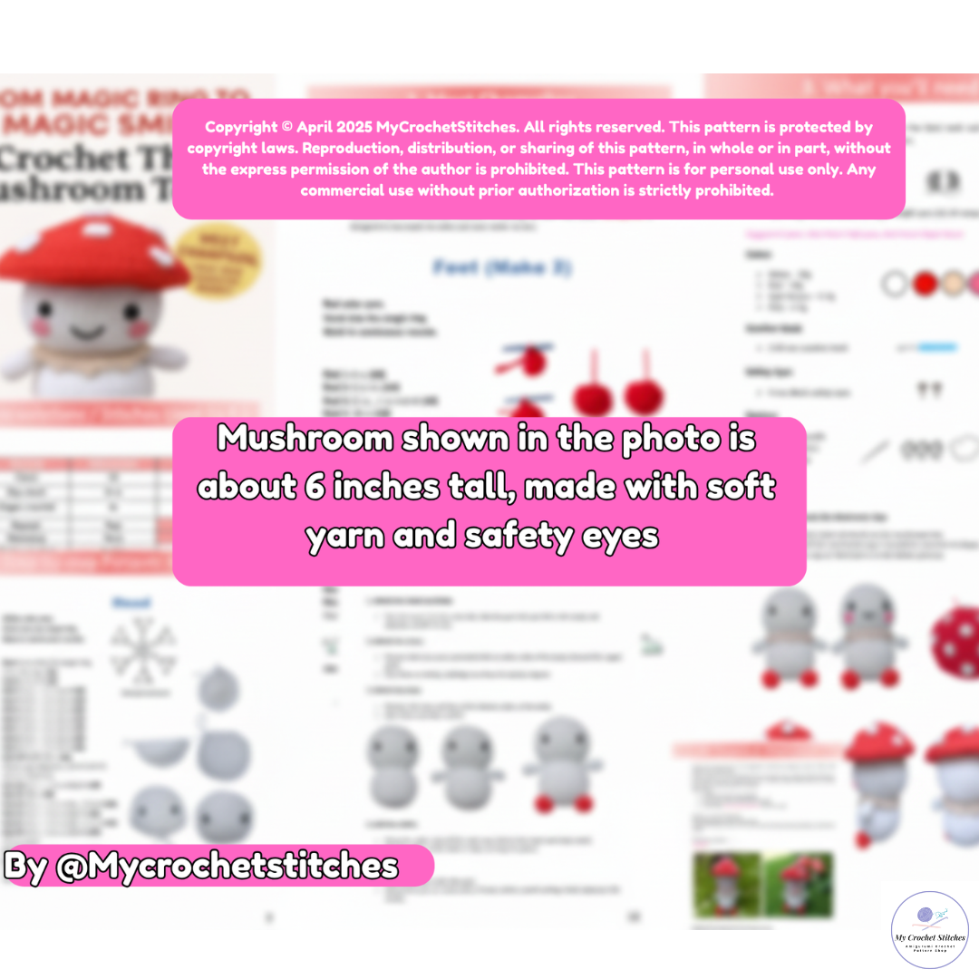 🍄 Mini Mushroom Guy – Amigurumi Crochet Pattern PDF – My Crochet Stitches