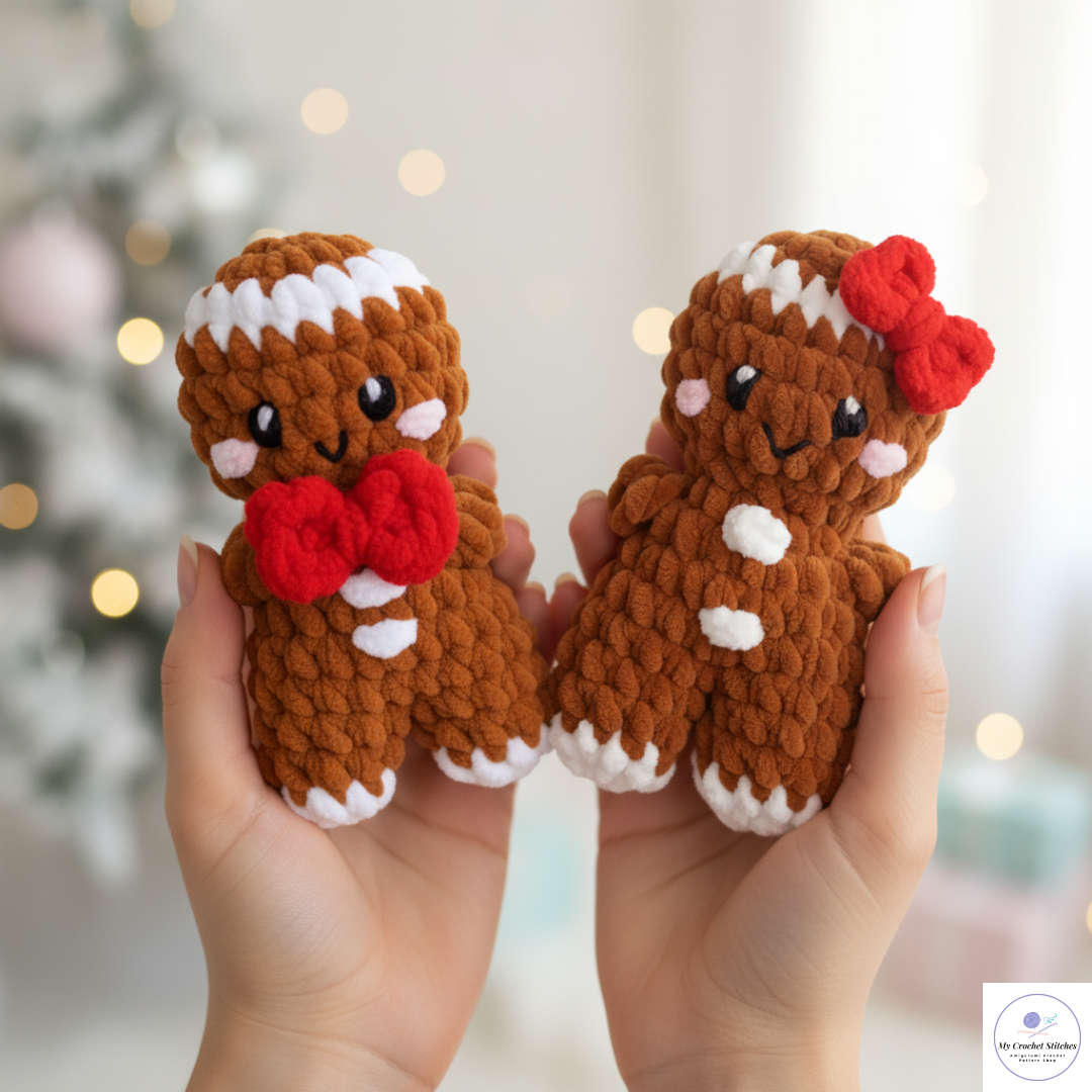 🎄Christmas Amigurumi Crochet Pattern Bundle PDF – ☃️Snowman & 🍪Gingerbread Duo